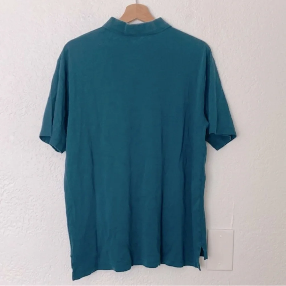 LL Bean‎ 100% Pima Cotton Blue Green Polo, Size L-Reg